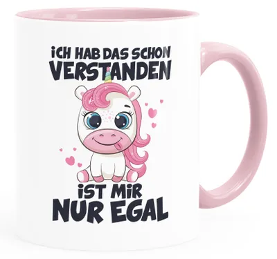 Produktbild von Kaffee-Tasse Einhorn Ich hab das schon verstanden es ist mir nur egal Bürotasse Kein Bock lustige Kaffeebecher MoonWorks® weiss-innen-rosa standard