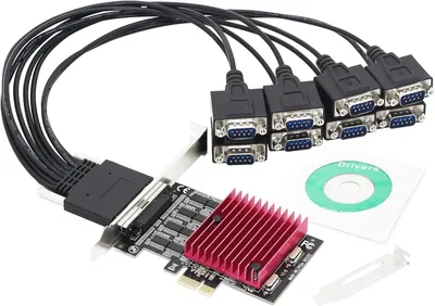 Produktbild von CERRXIAN PCIE auf 8 Port RS232 Erweiterungskarte, PCI-E X1 8 Port DB9 Serielle Karte, PCI-Express 8 Chipsatz Controller Karte (mit externem 8 Port Kab