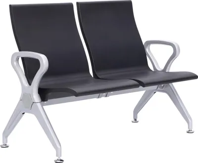 Produktbild von Wartebank ERIK 2-Sitzer - 118x59x89cm, Kunststoff, Schwarz | Sitzbank Wartezimmer Airport-Bank