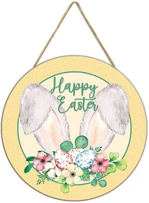 Produktbild von 2 Holzpaashänger – Süßes Hase und Ei für Gartendekoration