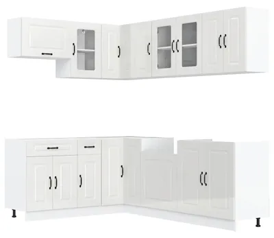 Imagen del producto de vidaXL Juego de 11 armarios de cocina Kalmar, blanco brillante, material de madera