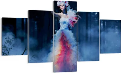 Produktbild von Bild auf Leinwand - Leinwandbild - Frau Geheimnis Nacht Wald - 125x70cm - Wand Bild - Wanddeko - Leinwanddruck - Bilder - Kunstdruck - Wanddekoration - Leinwand bilder - Wandkunst - EA125x70-2583