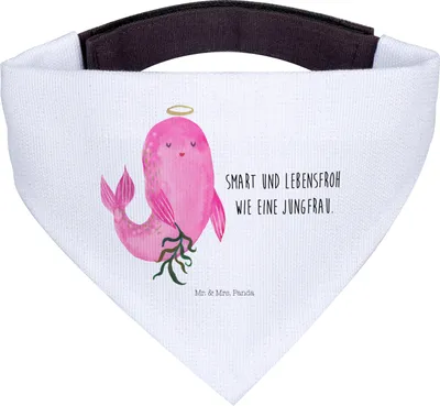 Produktbild von Mr. & Mrs. Panda Tuch Sternzeichen Jungfrau - Weiß - Geschenk, Jungfer, Geburtstag September, Halstuch, Für Hunde, Hund, Meerjungfrau, Hundehalstuch