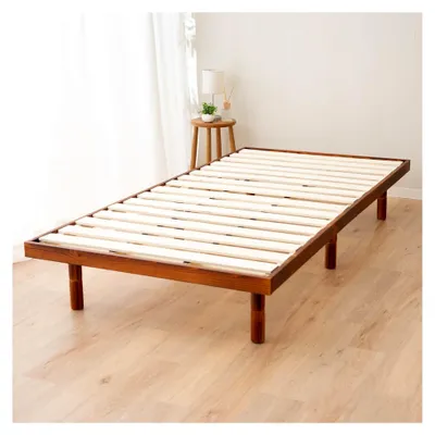 Produktbild von Bettgestell aus Holz Fuji 98 x 200 cm für japanische Futon-Matratze (Retro-Braun), höhenverstellbar (6/18/30 cm) Tatami-Matte