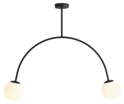 Produktbild von Deckenlampe Metall Glas Schwarz Weiß E14 2-flammig Kugel Schirm Modern Deckenleuchte