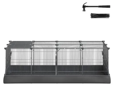 Obrázek produktu pro Klec pro menší zvířata s dvojitými dveřmi, vhodná pro králíky a morčata | Černá barva | Rozměry: 123 x 63 x 41,5 cm