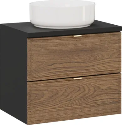 Productafbeelding van Badkamerset SAVIA: onderkast 60cm + wastafelblad + ronde opzetwastafel