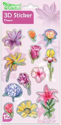 Produktbild von 3D Blumenaufkleber zur natürlichen Dekoration, 12 Stück