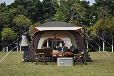 Image de Tente familiale - Tente de camping - Grande tente - Tente pour camping - Spacieuse - Imperméable - Structure en aluminium - 430 x 305 x 200 cm