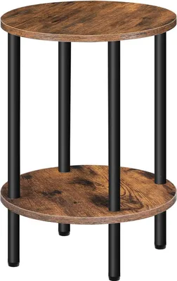Image de Table d'appoint ronde avec 2 étagères Marron vintage et noir