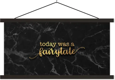 Produktbild von MuchoWow® Textilposter Zitate - Sprichwörter - Gold - Marmor 90x45 cm mit schwarzem Rahmen - Klemmleisten