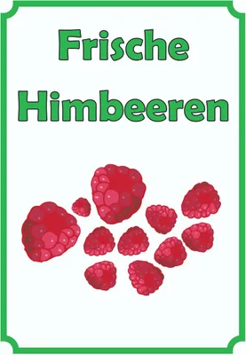 Produktbild von Frische Himbeeren Schild Hochkant A4 Rückseite selbstklebend