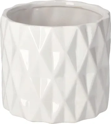 Image de KOTARBAU® Pot de fleurs en céramique Cache-pot émaillé Blanc Forme cylindrique