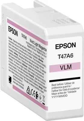 Obrázek produktu pro Epson Singlepack Vivid Light Magenta T47A6 UltraChrome Pro 10 ink 50ml, Světle purpurová, Inkoust na pigmentové bázi, 50 ml, 1 kusů