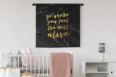 Produktbild von MuchoWow® Wandteppich Wandbehang Zitate - Leben - Marmor 90x90 cm Tapisserie Dekoration Wandtuch - Wandaufhänger