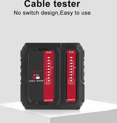Imagen del producto de NOYAFA NF-466: Probador de cables de red, verificador de cables POE, lanzador y receptor. Probador de continuidad de cables UTP y STP. Compatible con conectores RJ45/RJ11/RJ12/CAT5/CAT6/CAT7. Herramienta de prueba de cables UTP. Localizador de líneas de red telefónica con protección anti-quemaduras