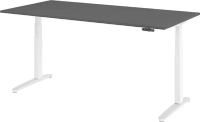 Produktbild von bümö Schreibtisch elektrisch XBHM - Nachbildung: Graphit, Größe:  200 x 100 cm, Gestell: Weiß/Alu poliert