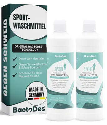 Produktbild von BactoDes® Sportwaschmittel Flüssigkonzentrat 2 x 1 Liter Flasche – Größe 2 l (1er Pack)