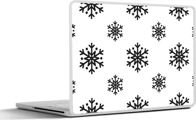 Produktbild von MuchoWow® Laptop Aufkleber Sticker Cover Schneeflocke - Winter - Schwarz - Weiß - Muster 31x22.5 cm - Laptop-Deko