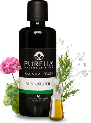 Produktbild von PURELIA Saunaaufguss Konzentrat Bergkräuter 100 ml natürlicher Sauna-aufguss - reine ätherische Öle