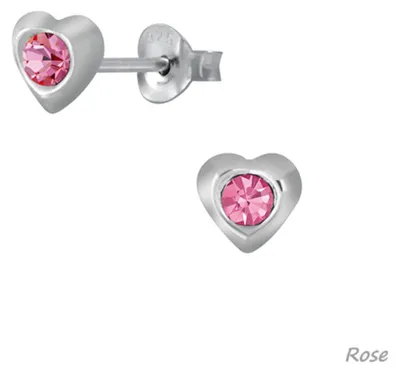 Produktbild von Kinderohrstecker: Mädchen Ohrringe Silber 925 „Kristall Herz“ Rose