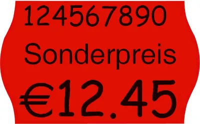 Obrázok produktu pre METO 9420479 METO Preisetiketten leuchtrot permanent 26,0 x 16,0 mm, 18 Rollen