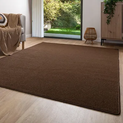 Produktbild von Steffensmeier Kurzflor Teppich Ibiza Wohnzimmerteppich modern, strapazierfähig und pflegeleicht, Braun, Größe: 60x120 cm