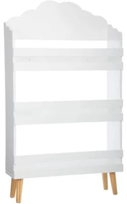 Produktbild von Kinderbücherregal, 3-stöckiges Kinderregal, aus MDF-Holz, 58x18x100cm - Weiß