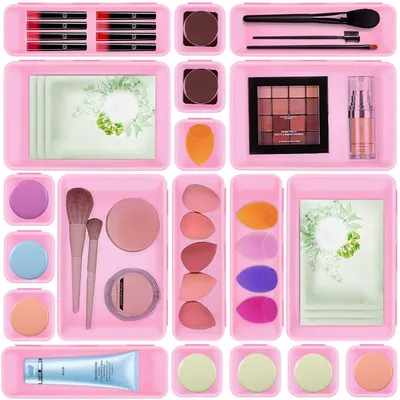 Schubladen-Organizer-Set, 32-teilig, rosa, 3 Größen, stapelbar