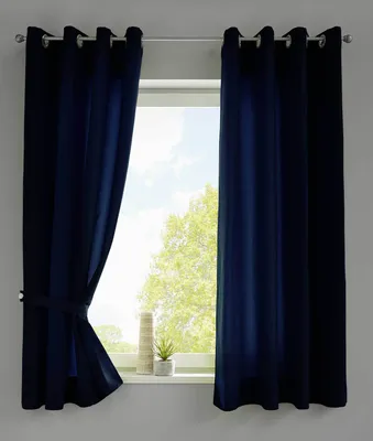 Produktbild von 2er Set Vorhänge Schal Ösen »Berlin« HxB 175x140 cm Dunkelblau Blickdicht Microsatin Lichtdurchlässig Uni Matt 20405N2