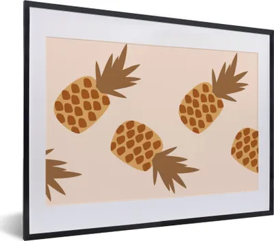 Produktbild von MuchoWow® Gerahmtes Poster Sommer - Ananas - Pastell 40x30 cm - Poster mit Schwarzem Bilderrahmen Wandposter Rahmen Foto Bilder - Bilderrahmen - Poster im Rahmen