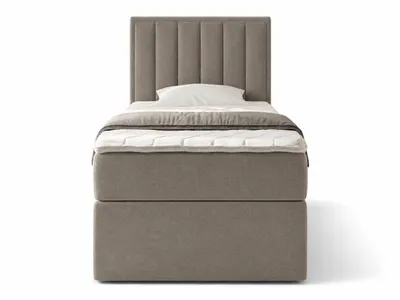 Produktbild von NORDELO Boxspringbett MORFEO 120x200 cm NEW VELO Velvet Braun Komplett-Set gepolstertes Einzelbett mit Stauraum, Matratze und 4 cm Visco-Topper, Bonellfederkernmatratze, T30-Schaum