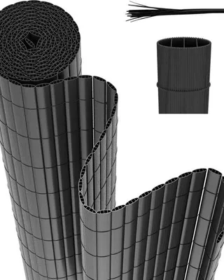 Produktbild von Famanu Balkonschirm PVC Wetterfest mit UV-Schutz - Grau 90 x 800 cm