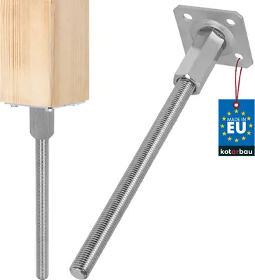 Produktbild von KOTARBAU® Pfostenträger Höhenverstellbar 80x330mm verzinkt Stahl Bodenanker Pfostenträger Pfostensockel Extra Stabil Stützfuß Pfostenschuh Vertikal verstellbarer Stahlanker für Gartenlauben und Zäune