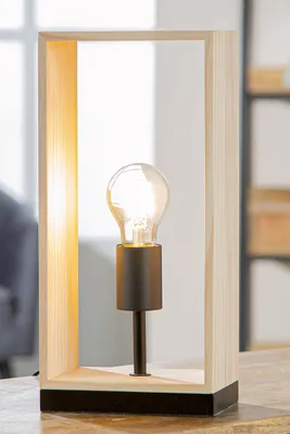 Obrázok produktu pre Stolná lampa GILDE, "Scatola", drevo, prírodná farba, d. 10 cm, š. 17 cm, v. 36 cm 59309