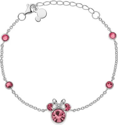 Produktbild von Disney Kinder Armband silber Minnie Mouse ©DISNEY rosa Zirkonia Steine