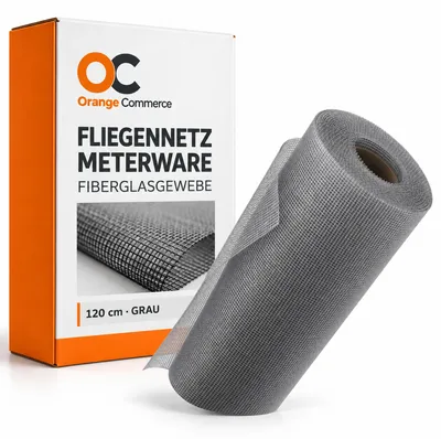 Produktbild von Fliegennetz 1,76€/m² Meterware Fliegengitter Insektenschutz Gitter Fiberglas 1,20 Meter Grau
