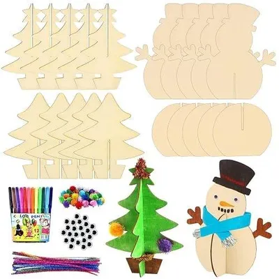 Zdjęcie produktu dla Zestaw kreatywny choinka drewniana DIY dekoracja boże narodzenie dla dzieci