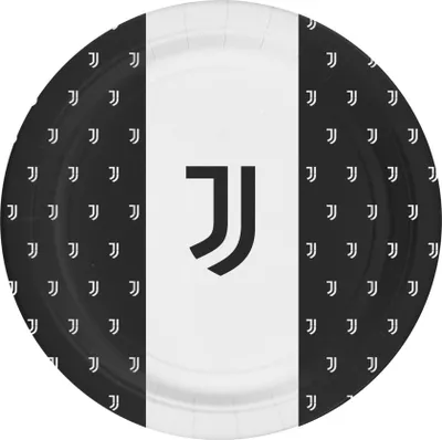 Produktbild von Juventus-Papierteller Tischdeko 8 Stück schwarz-weiss 23cm - Einheitsgröße
