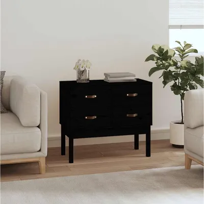 Produktbild von vidaXL Konsolenschrank Schwarz 90x40x78 cm Massivholz Kiefer