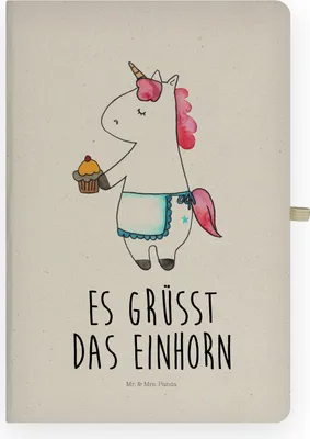 Produktbild von Mr. & Mrs. Panda Skizzenbuch Einhorn Muffin - Transparent - Geschenk, notizbuch a4, Geburtstagsgrüße, Tagebuch, Unicorn, Geburtstag, Journal, Kladde, Liebesgrüße, Kekse