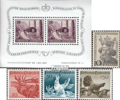 Produktbild von Briefmarken Liechtenstein 1946 Mi 247-251 (kompl.Ausg.) Jahrgang 1946 komplett postfrisch Freimarke
