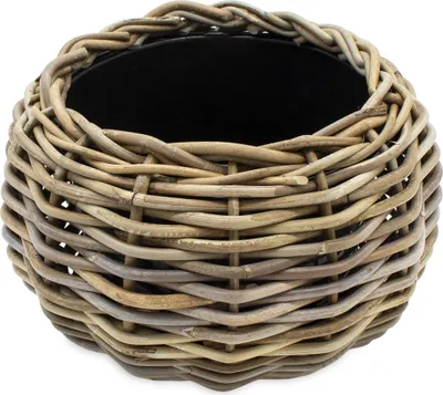 Produktbild von 3.06 Rattan Pflanztopf mit Kunststoff Einsatz - DRYPOT ca. 29 x 19 cm - moderner Topf hell (mittel)