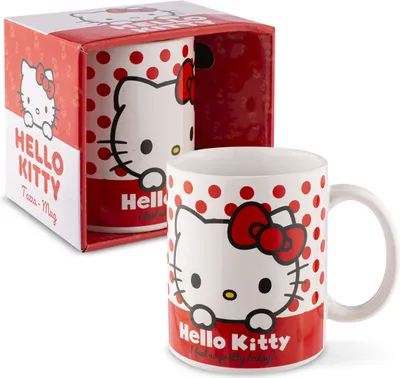 Produktbild von EUROtronic Hello Kitty Tasse Punkte, Einzelbild, Becher, Universal, Schwarz, Rot, Weiß, 1 Stück(e), 120 mm
