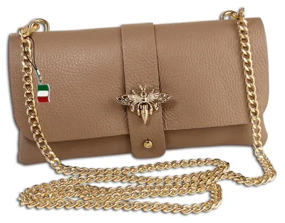 Produktbild von Florence Leder Tasche Schultertasche Clutch taupe beige OTM803N