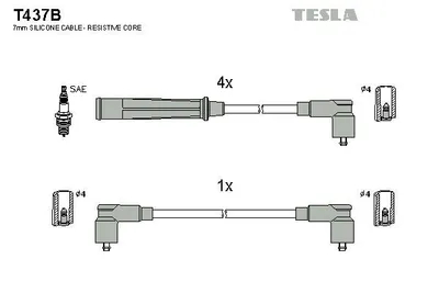 Zdjęcie produktu dla TESLA T437B Zestaw przewodów zapłonowych Zestaw przewodów zapłonowych do BMW 3 Saloon (E30) 5 Saloon (E28) 3 Saloon (E21) do TRABANT 1.1 Saloon