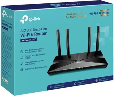 Immagine prodotto di TP-LINK TP-Link Archer AX1500 router wireless Gigabit Ethernet Dual-band (2,4 GHz / 5 GHz) Nero