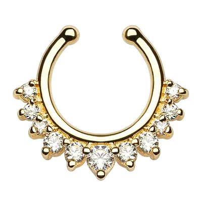 Produktbild von Nasenpiercing Nasenring Fake Piercing Septum Helix Kugeln Zirkonia Kristalle Strass gold-klar
