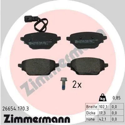 Produktbild von ZIMMERMANN Bremsbeläge Satz Hinten Bremsklötze passend für MERCEDES-BENZ Citan II Kastenwagen (420) 26654.170.3