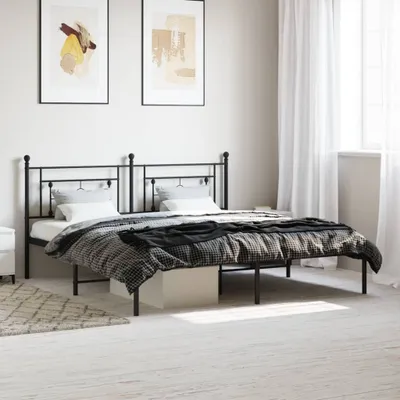 Produktbild von CLORIS Bettgestell Bettrahmen mit Kopfteil Metall Schwarz 183x213 cm, 25 kg